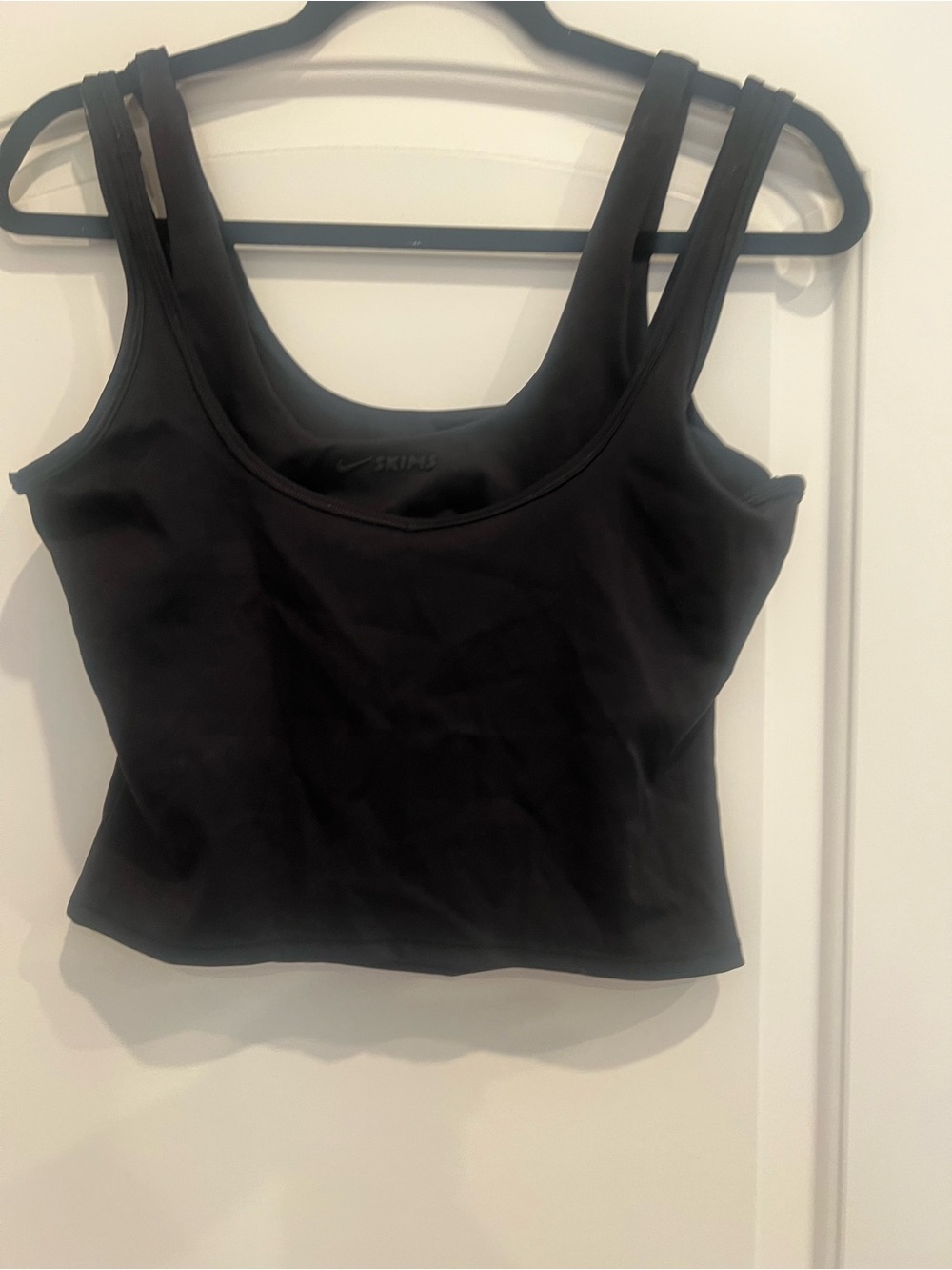 Skims-Nike Double-Strap Matte Black Scoop Tank Top - Picture 2 of 4